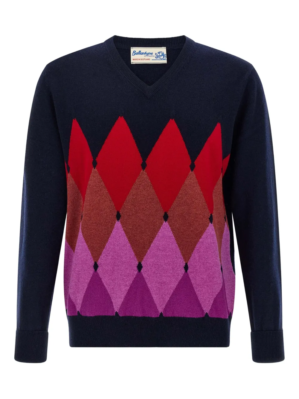 Ballantyne argyle V-neck cashmere sweater | Blue | Image 1
