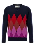 Ballantyne argyle V-neck cashmere sweater - Blue