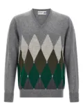 Ballantyne argyle-pattern V-neck cashmere sweater - Grey