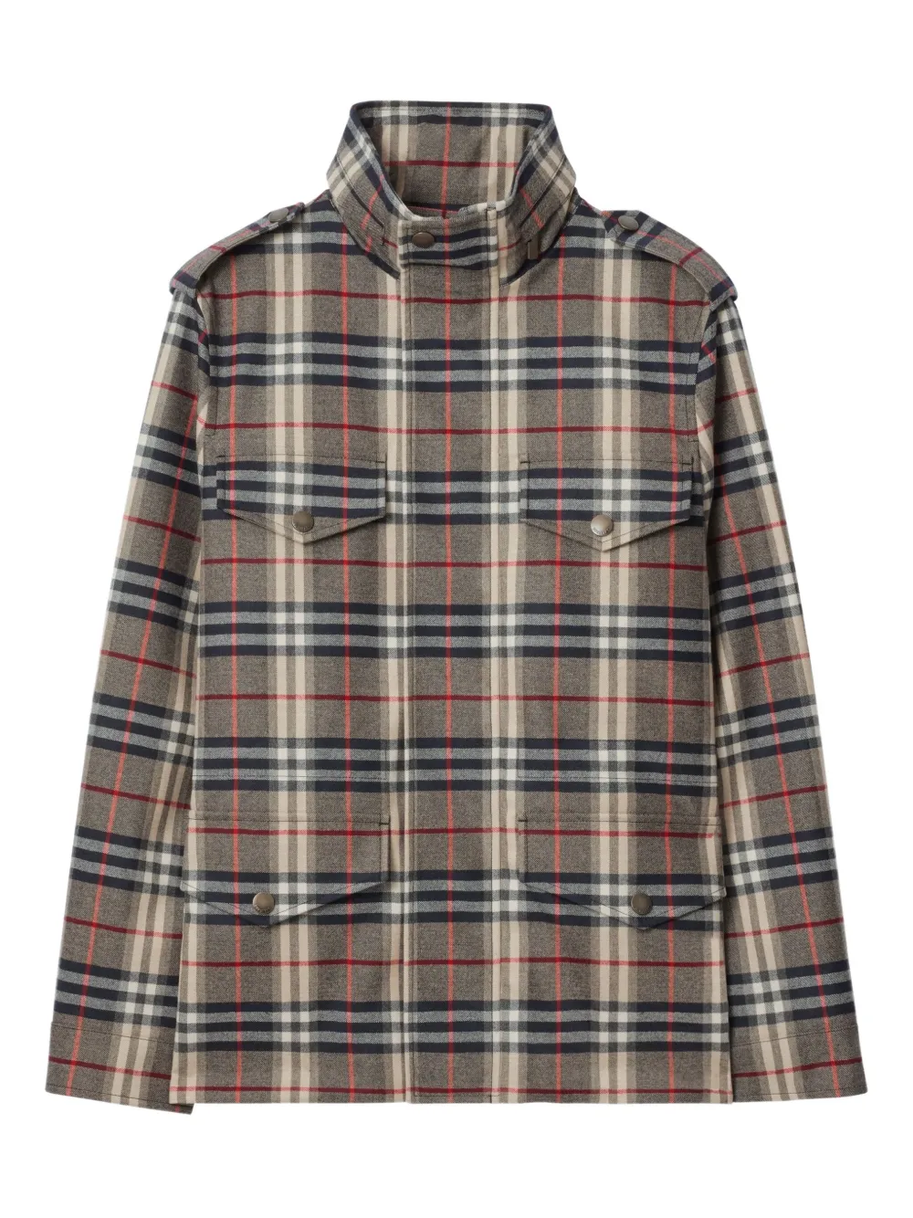 Burberry check-pattern bonded wool field jacket | Black | Image 1