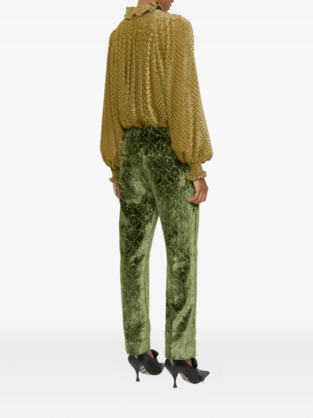 Burberry Fluwelen broek met damask-patroon - Groen