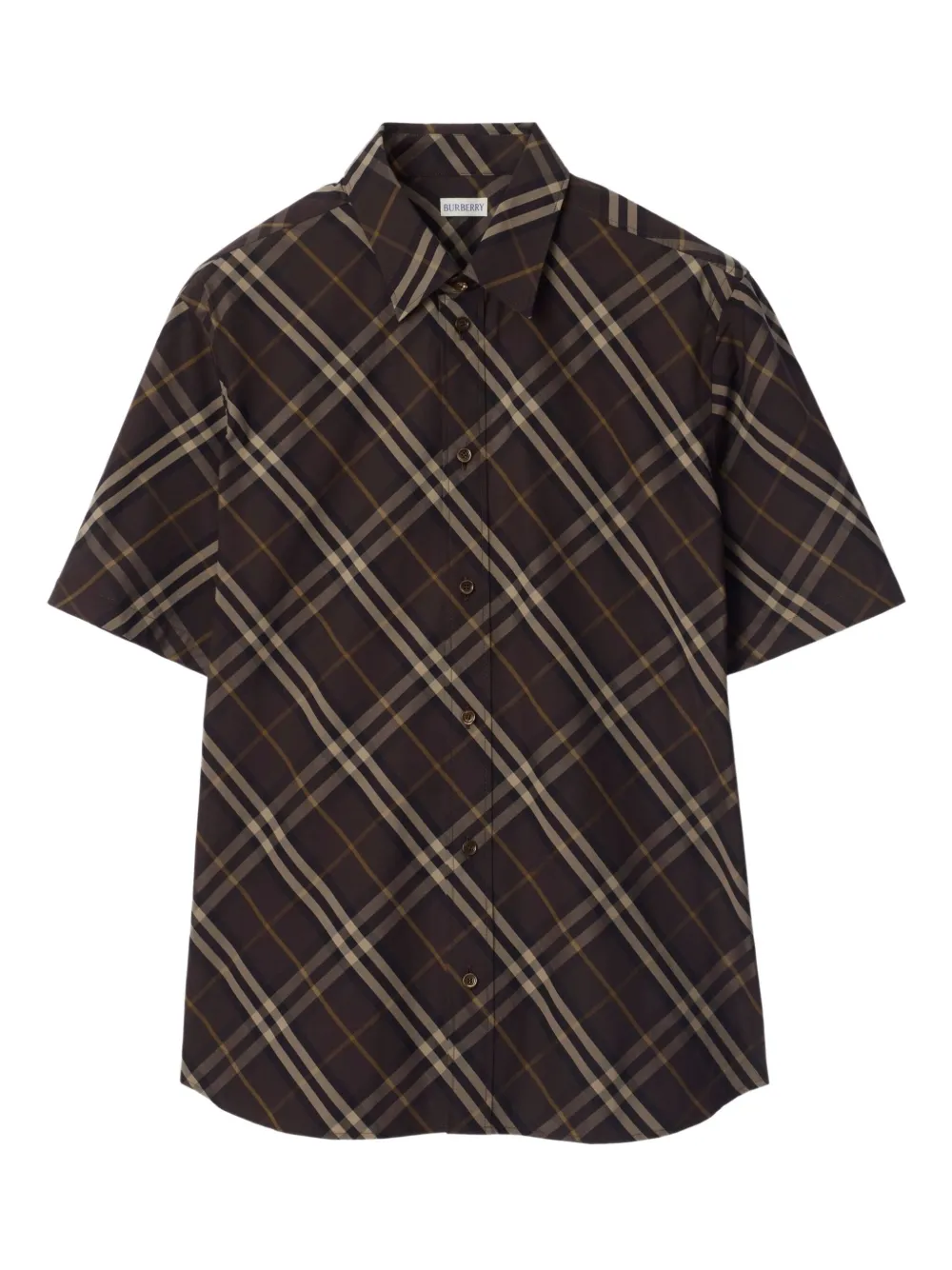 Burberry check-pattern cotton shirt | Brown | Image 1