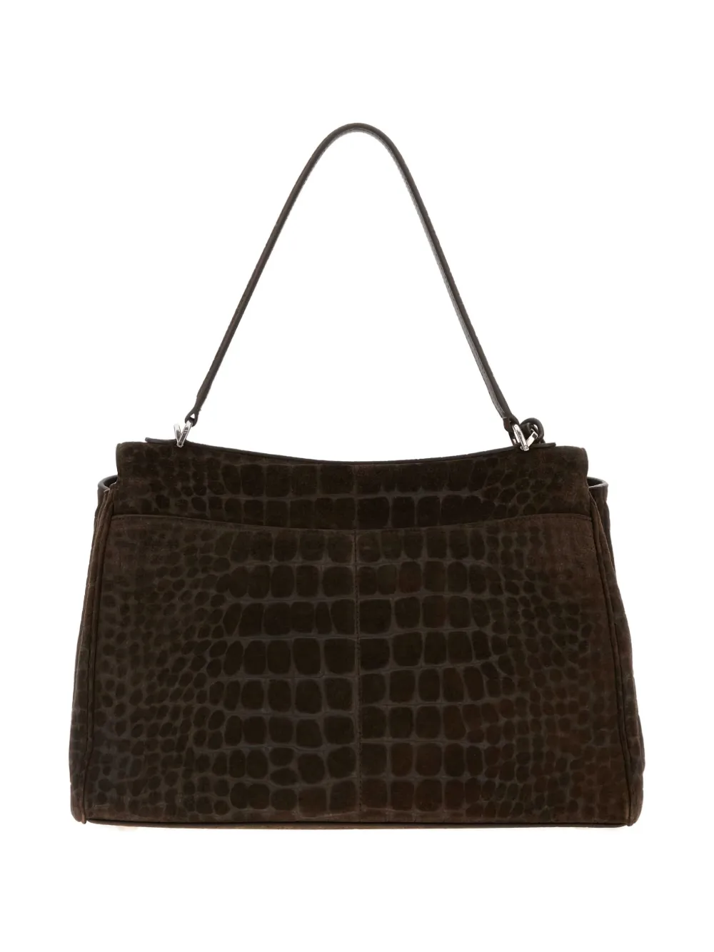 Balenciaga Medium Rodeo Crocodile-embossed Top-handle Shoulder Bag In Brown