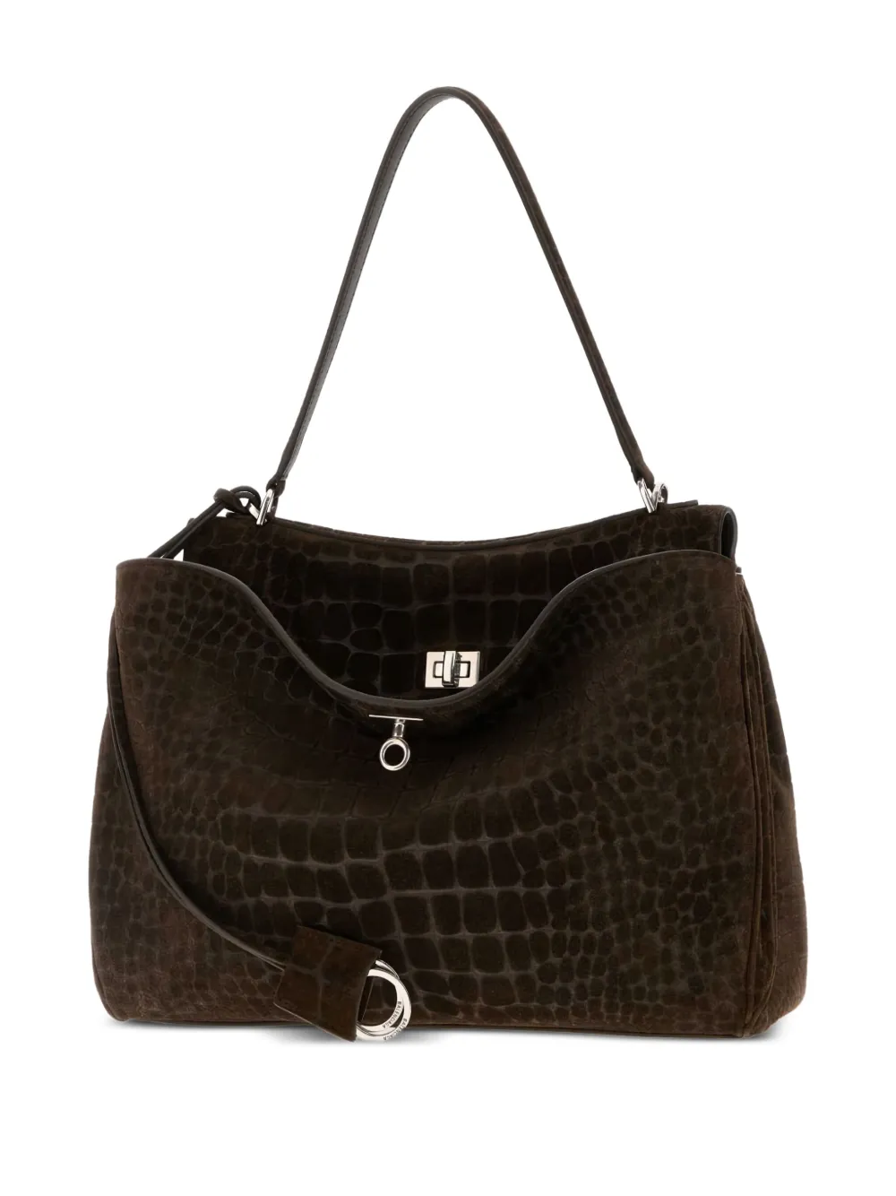 Balenciaga Rodeo medium schoudertas met krokodillen-reliëf en handgreep - Bruin