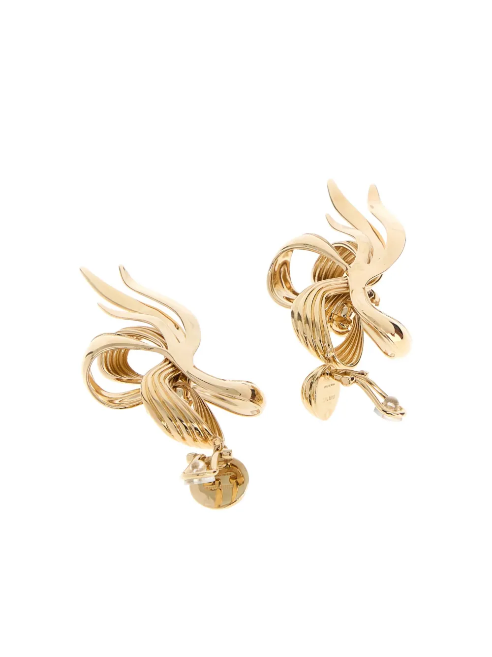 Miu Miu bow-shaped earrings - Goud