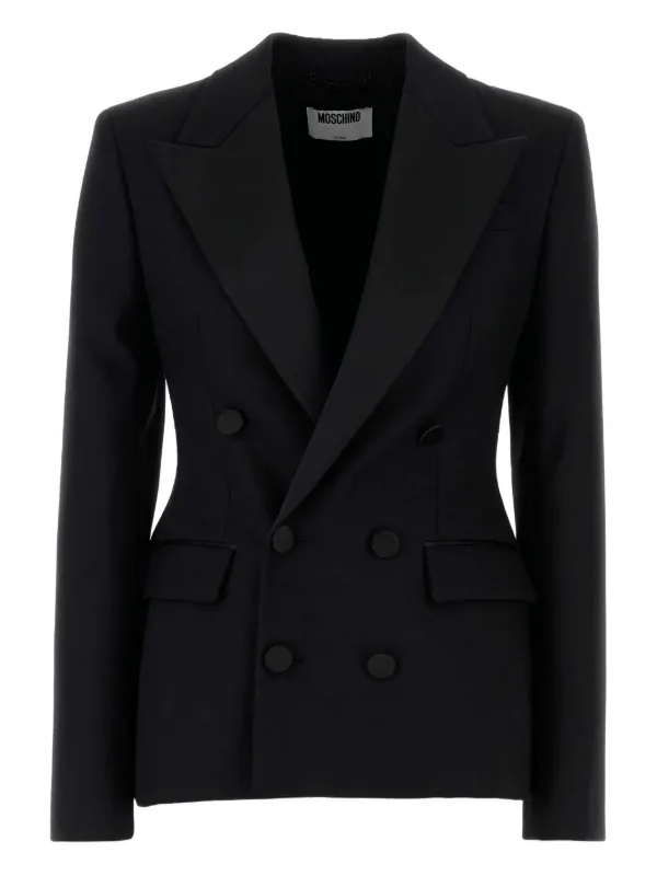 Moschino Double-breasted Wool Blazer in Black