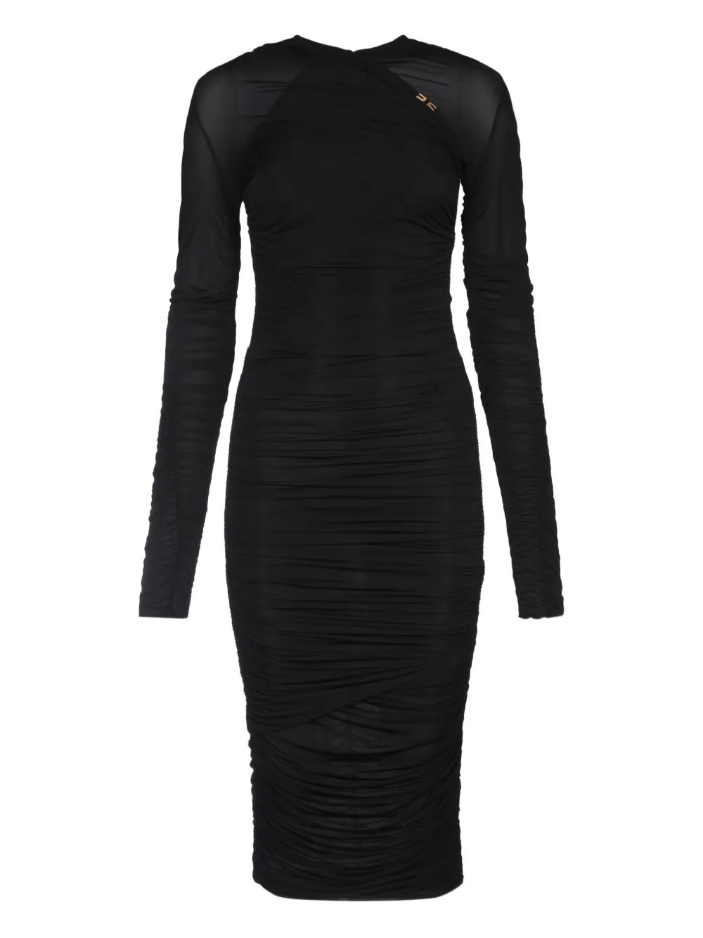 Elisabetta Franchi Gathered Midi Dress In Black