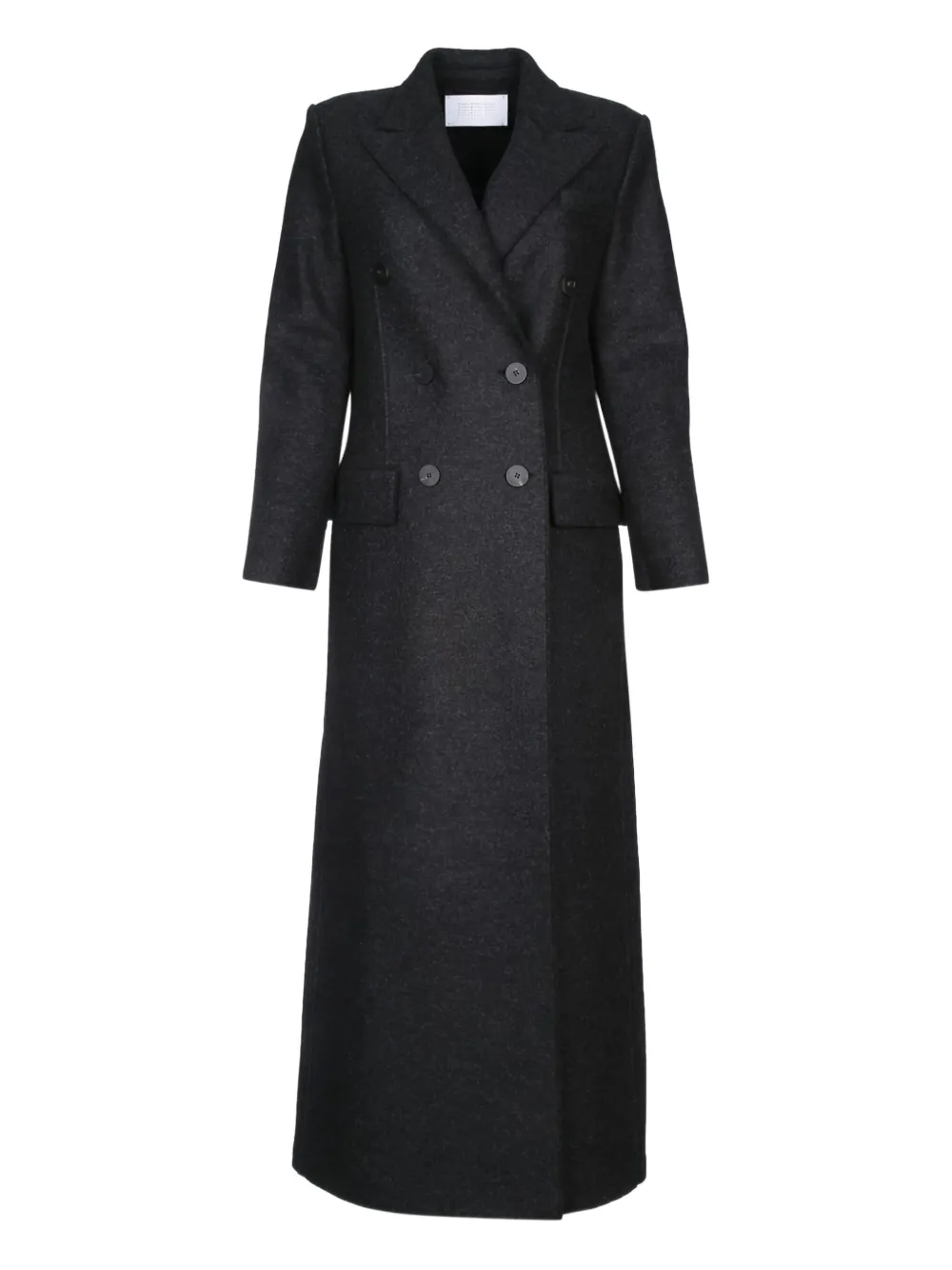 Harris Wharf London Women Long Double Breasted Tailored Coat Pressed W In Black