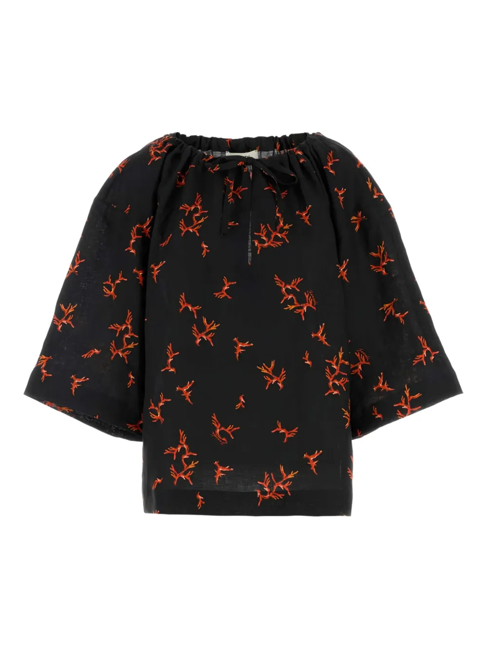 FENDI printed linen blouse | Black | Image 1