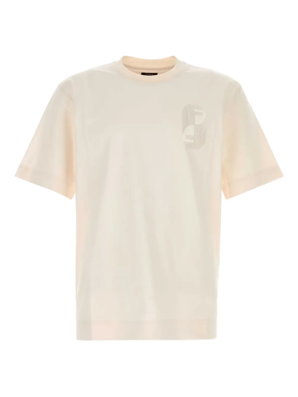 Fendi Crew Neck Short Sleeve Fitted T-shirt In Neutral