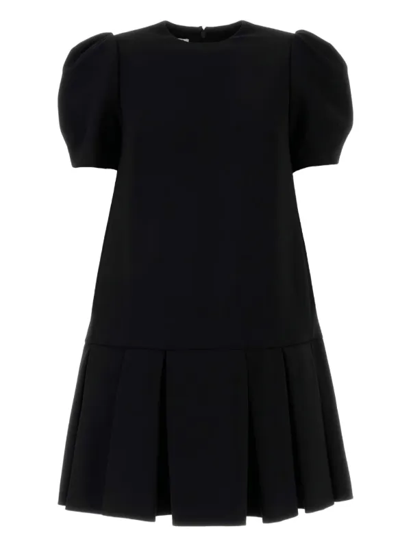 Moschino puff-sleeve Pleated Mini Dress | Black | FARFETCH