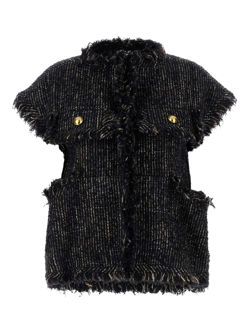 sacai tweed fringed gilet | Waistcoats & Gilets | Image 2
