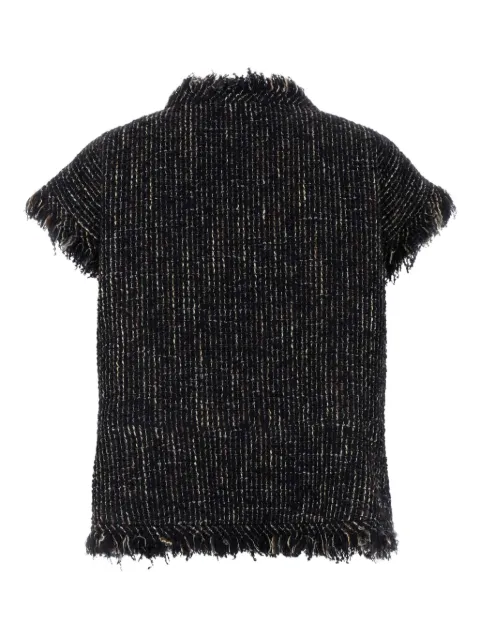 sacai tweed fringed gilet