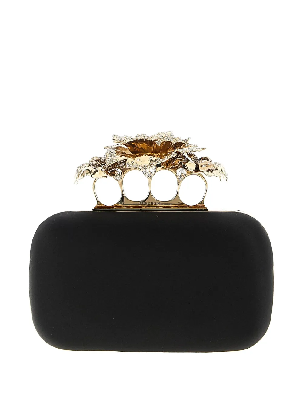 Alexander McQueen Carnation crystal-embellished ring clutch - Zwart