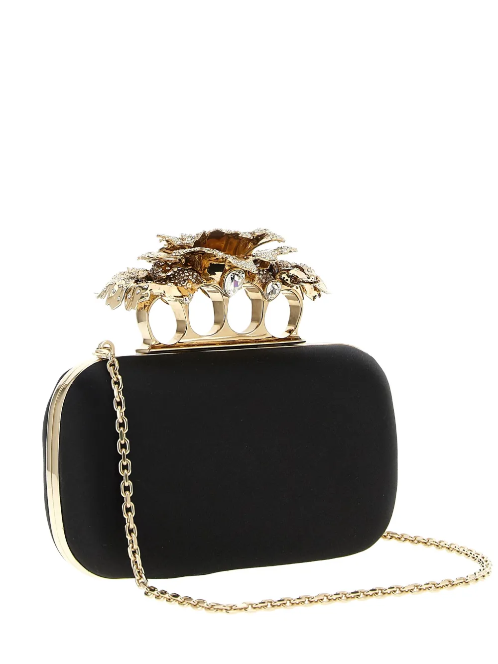Alexander McQueen Carnation crystal-embellished ring clutch | Black | Image 1