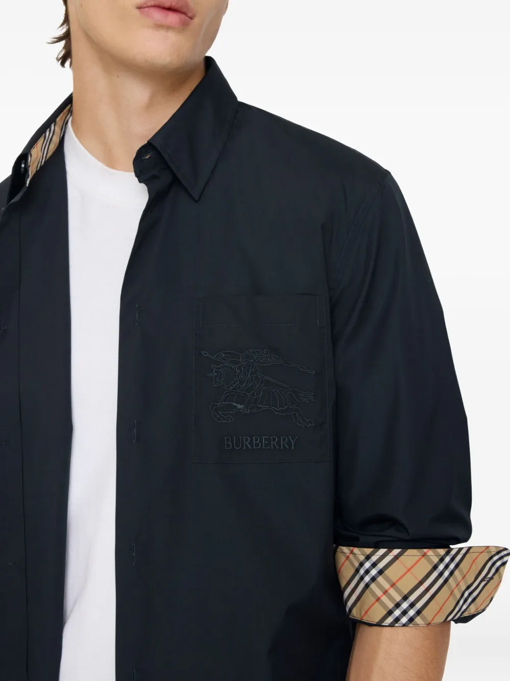 Burberry Equestrian-Knight overhemd met borduurwerk Blauw