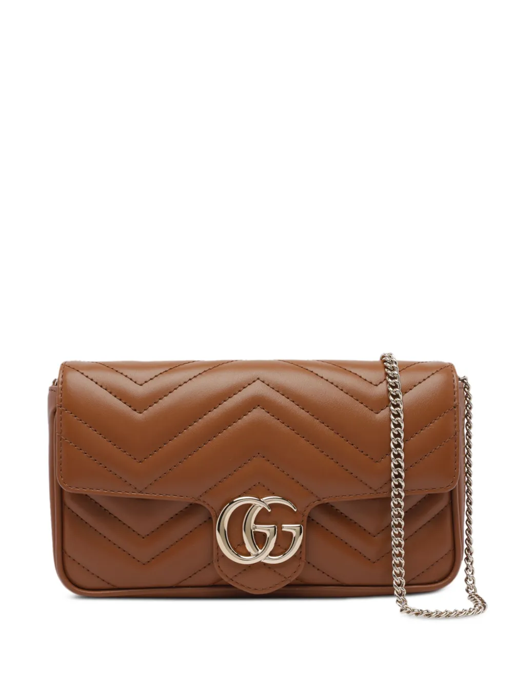 Gucci GG Marmont chevron-quilted logo-plaque shoulder bag | Brown | Image 1
