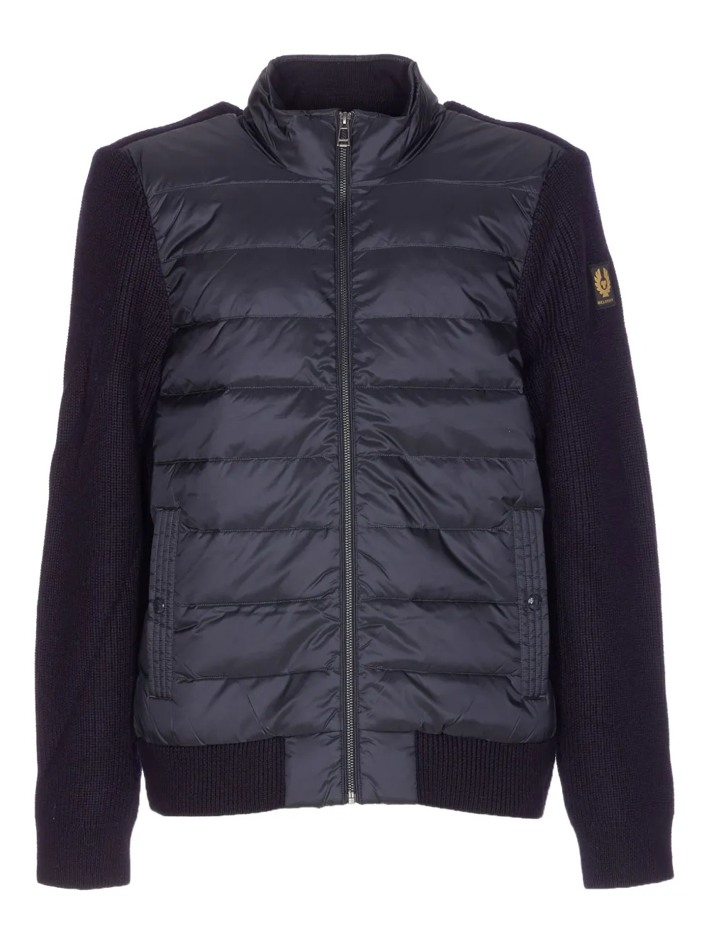 Belstaff quilted-padded logo-patch cardigan | Blue | Image 1