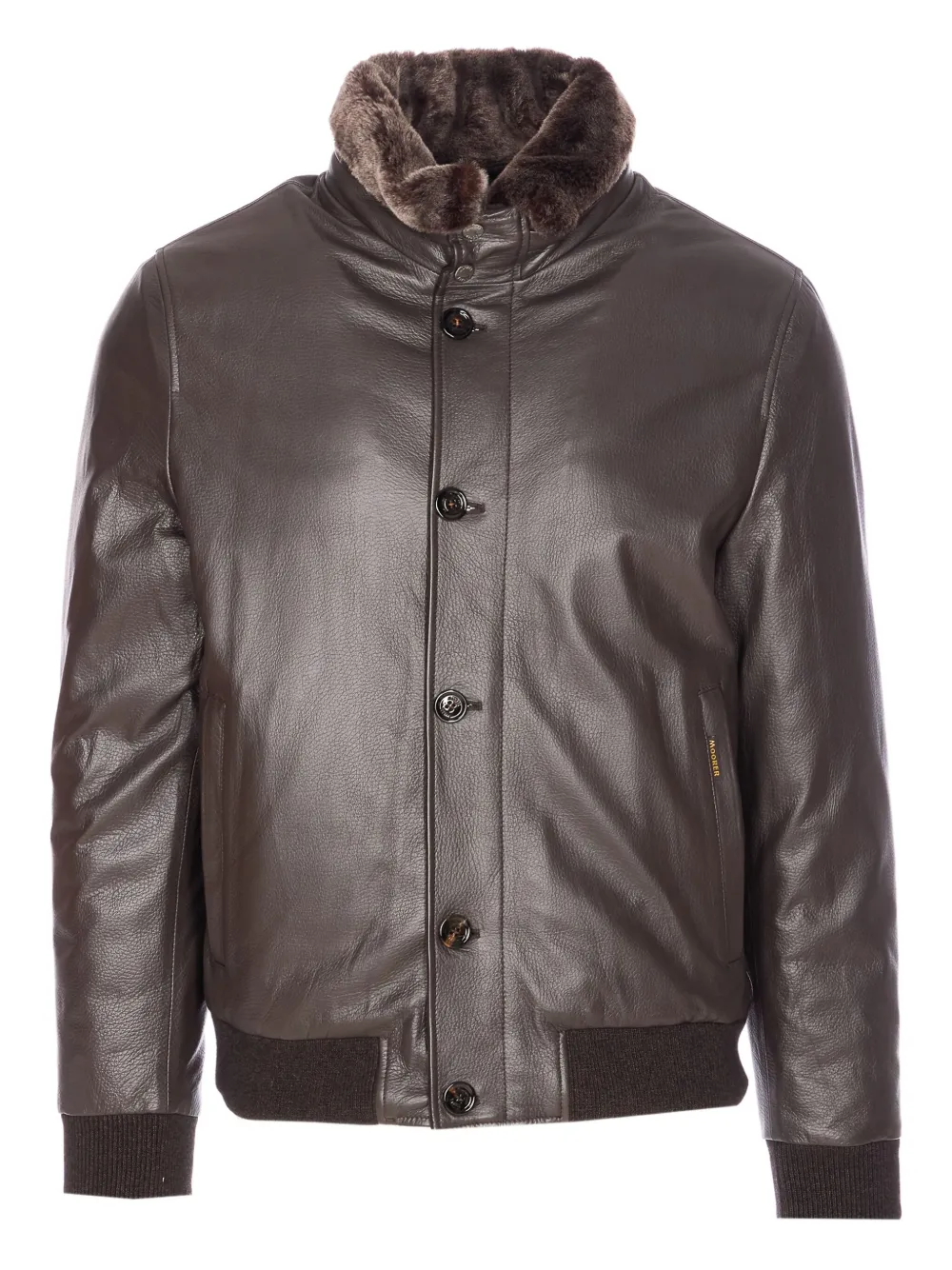 Moorer leather high-neck jacket | Brown | Image 1