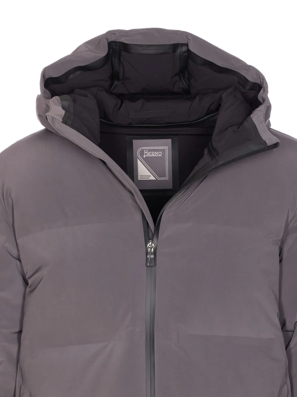 Herno Grey Down Jacket Zip Closure On The Front In Gray