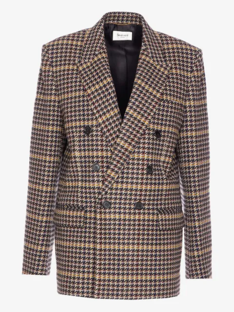 Saint Laurent Blazer xadrez com abotoamento duplo