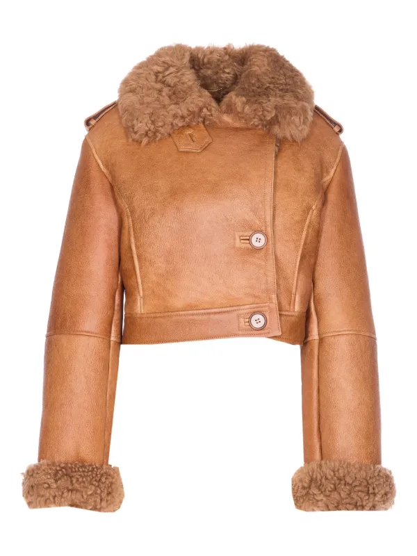 Chloé shearling-collared Leather Jacket | Brown | FARFETCH