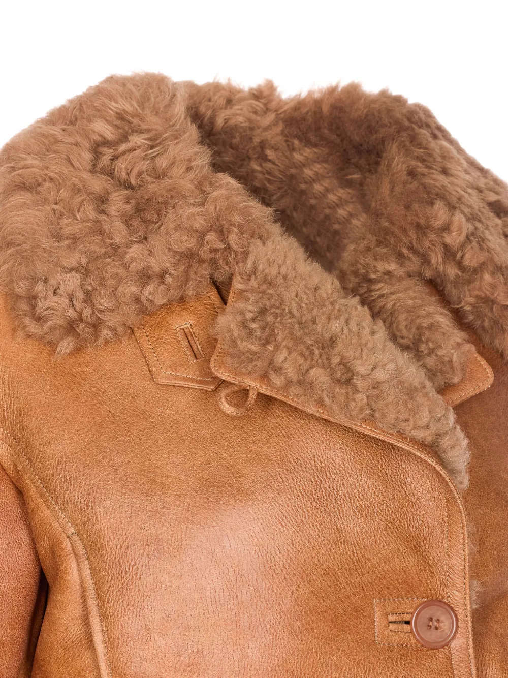 Chloé Cropped Shearling-trimmed Leather Jacket In Blue