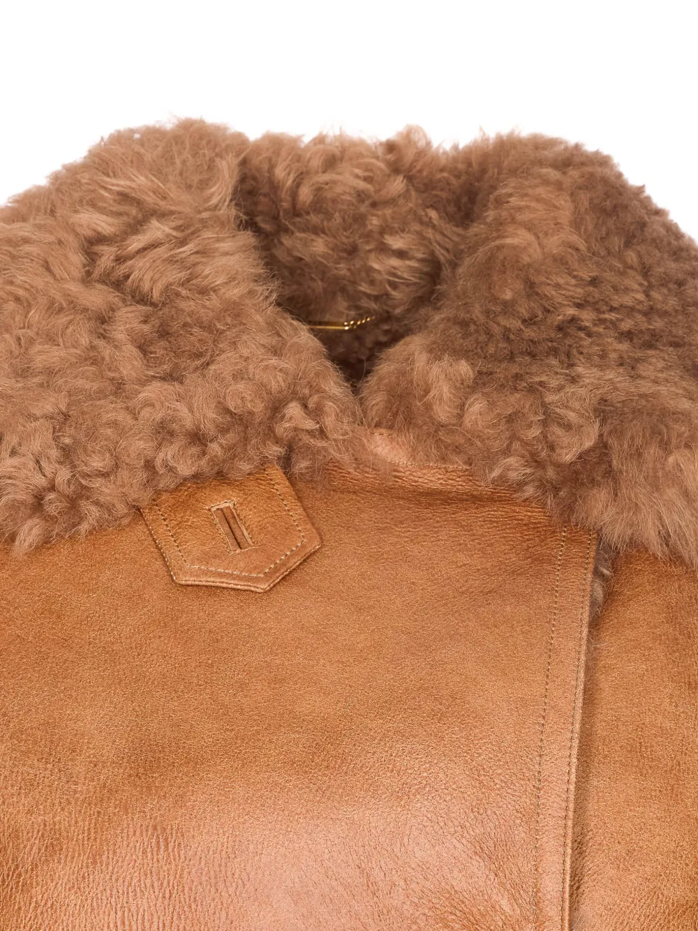 Chloé Cropped Shearling-trimmed Leather Jacket In Blue