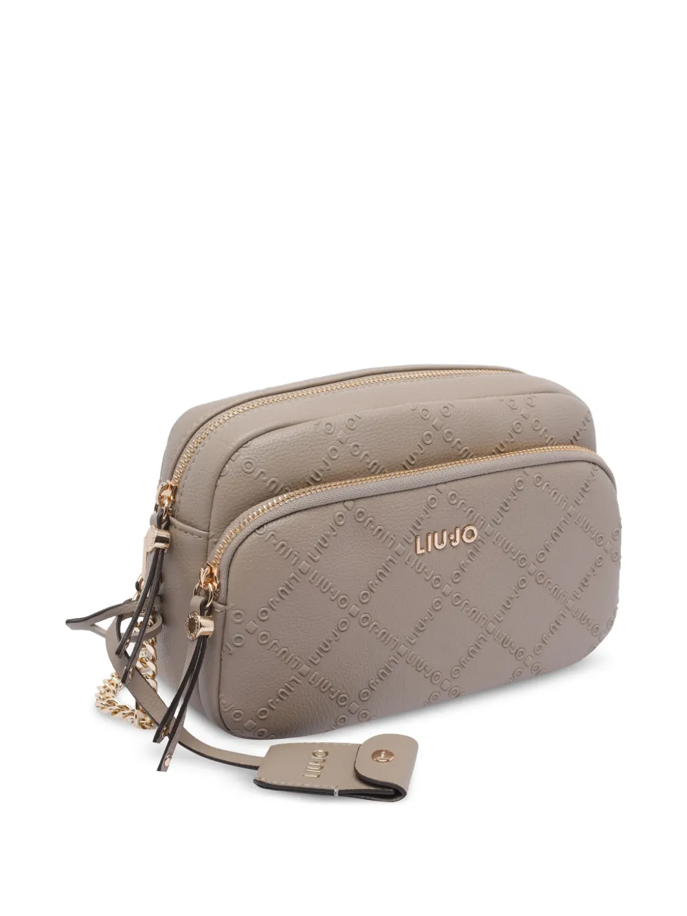 LIU JO Schoudertas met kettinghengsel en logo-reliëf Beige
