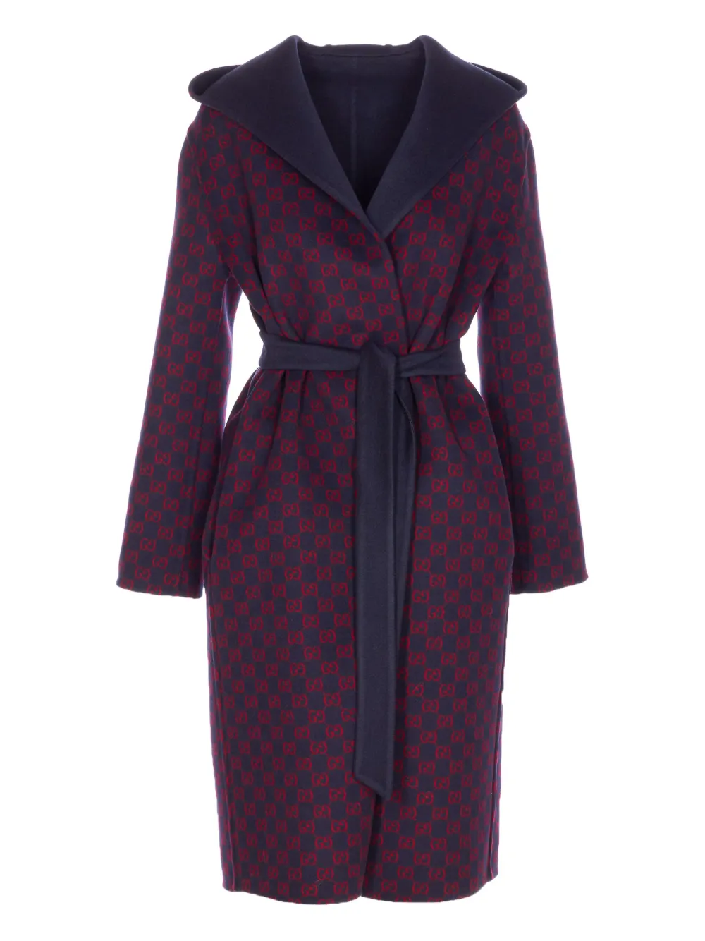 Gucci Hooded Gg-pattern Coat In Purple