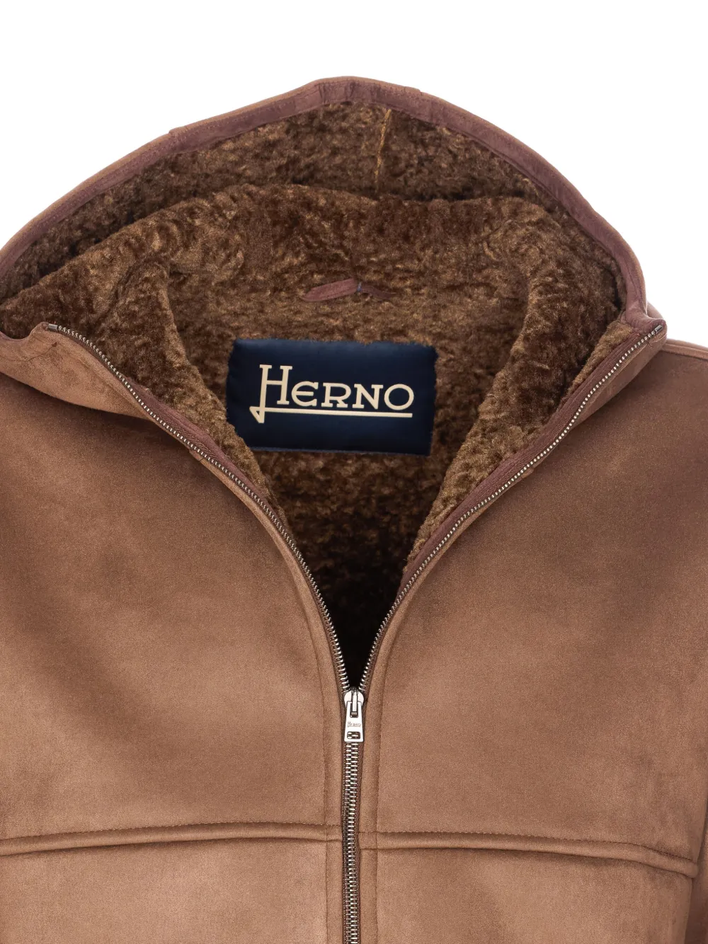 Herno Hooded Jacket With Front Pockets And Sleeves In Brown