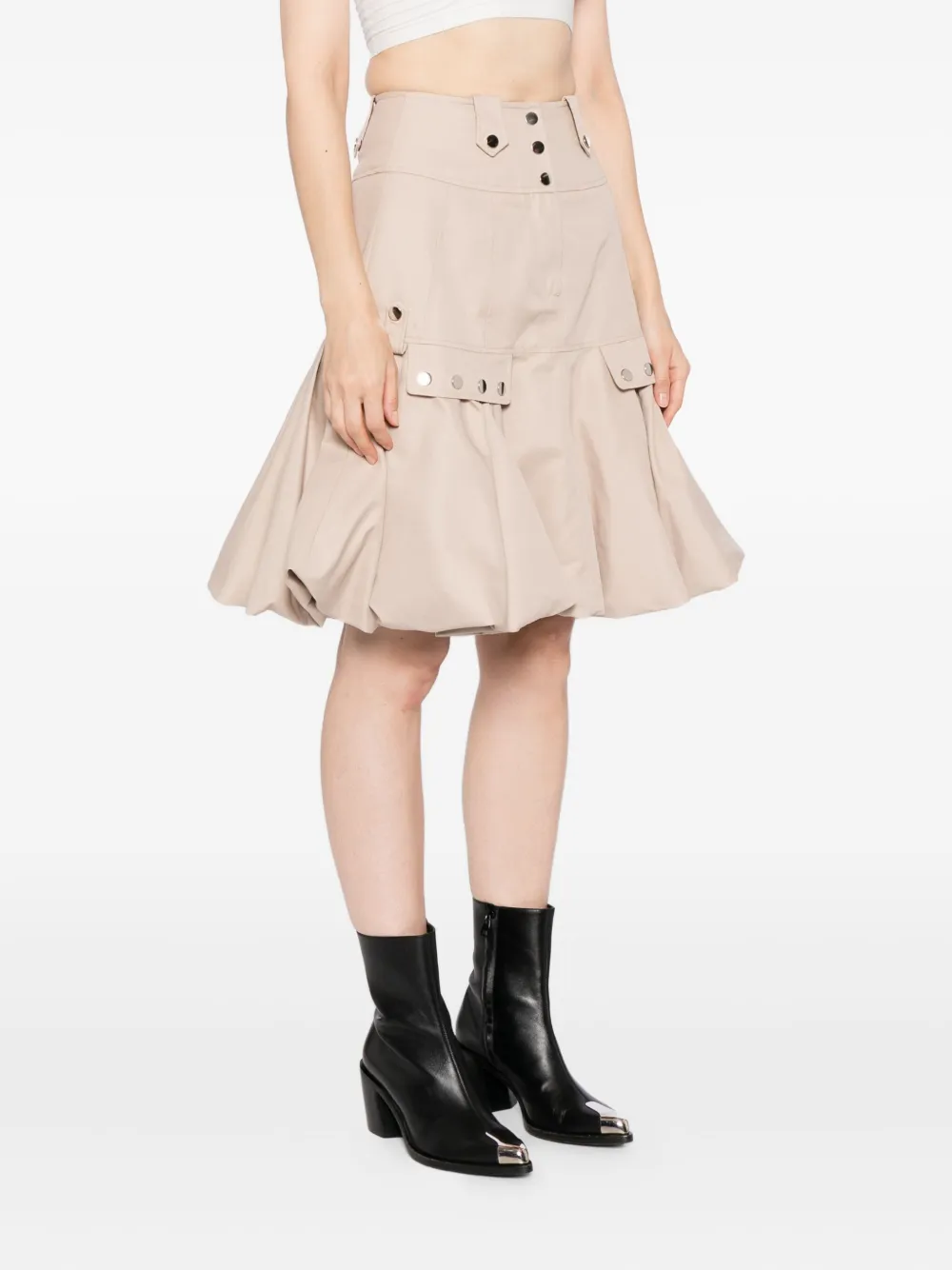 Rokh Puffed-hem Midi Skirt In Animal Print