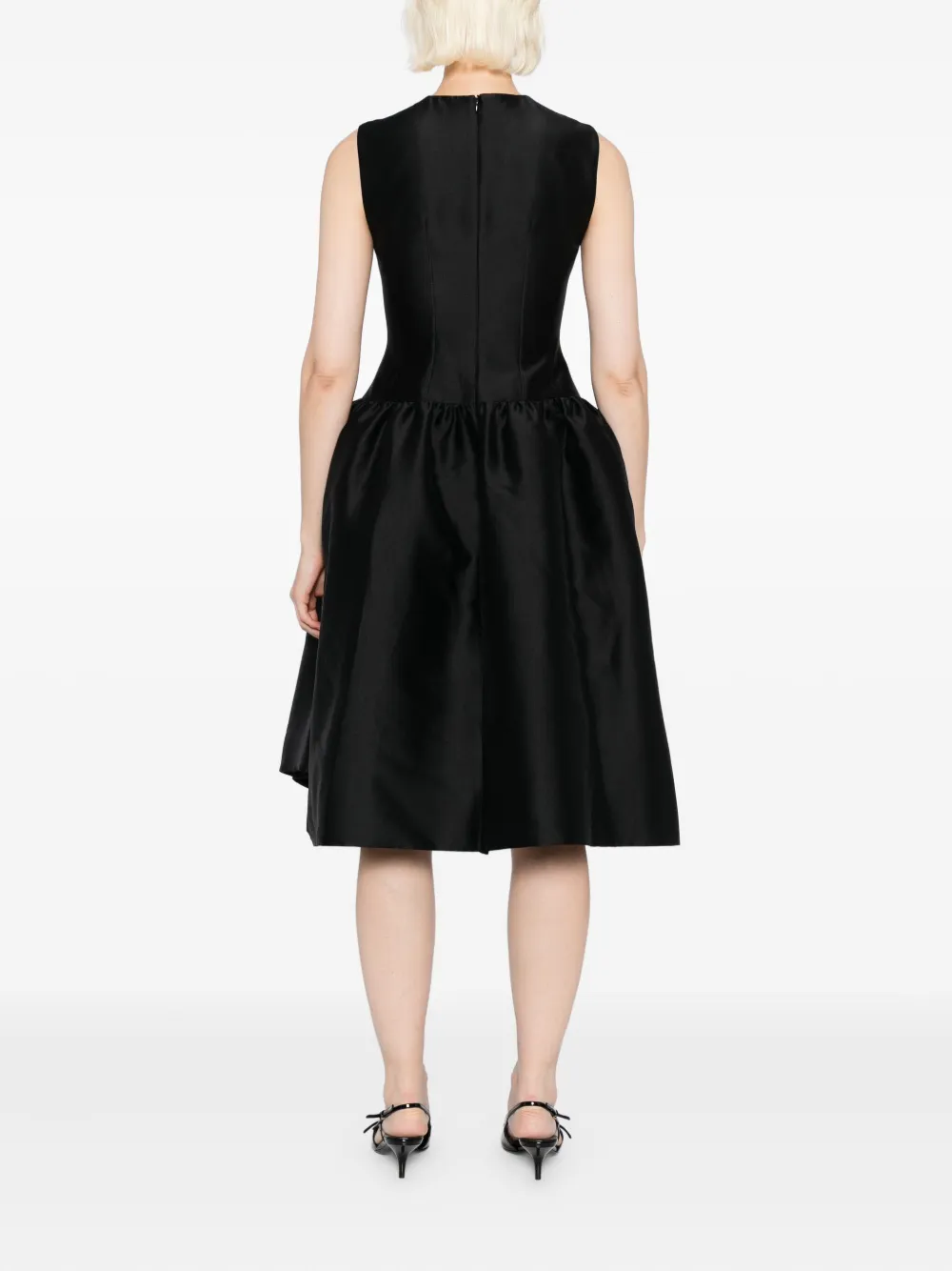 Shushu-tong Asymmetric Bow-detailed Gathered Taffeta Dress In Black