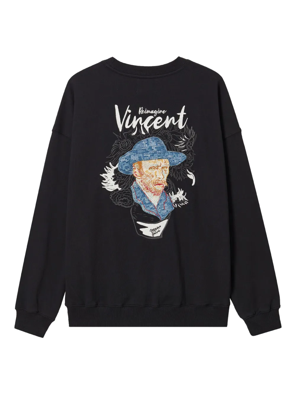 Musium Div. T-shirt met Van Gogh borduurwerk - Zwart