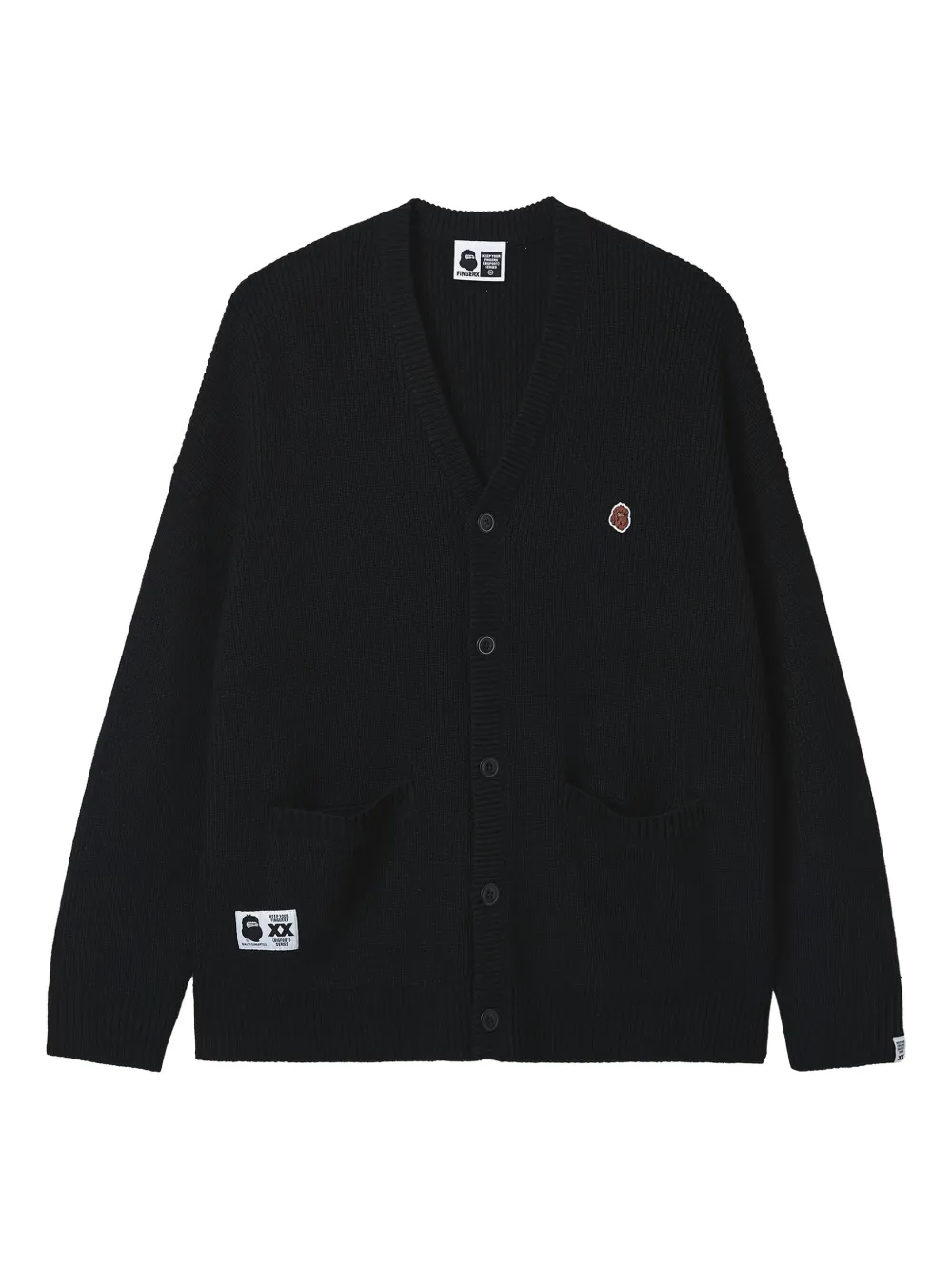FINGERCROXX patch-pocket ribbed cardigan | Black | Image 1