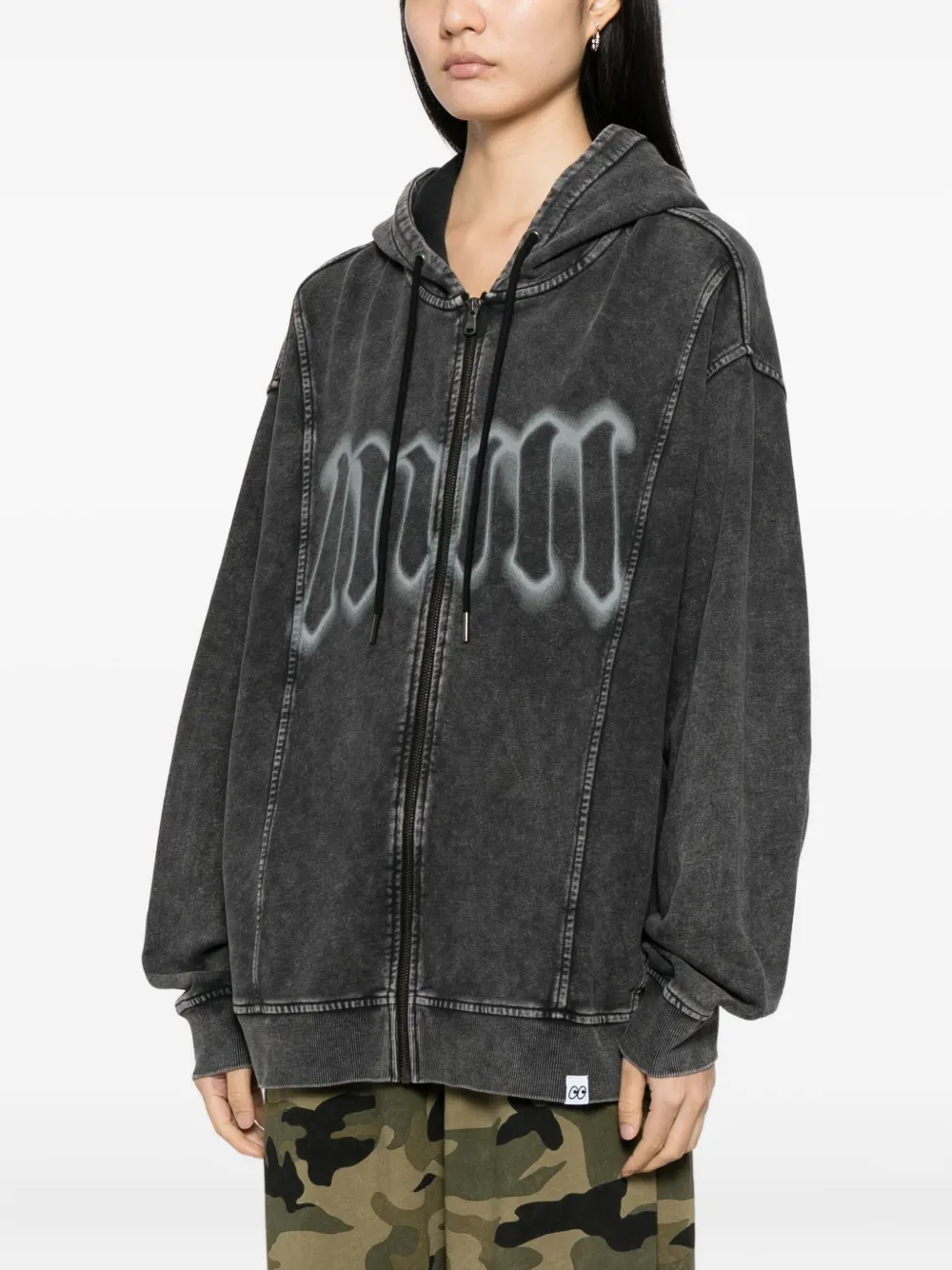  Mini Cream Graphic-print Hoodie - Black 