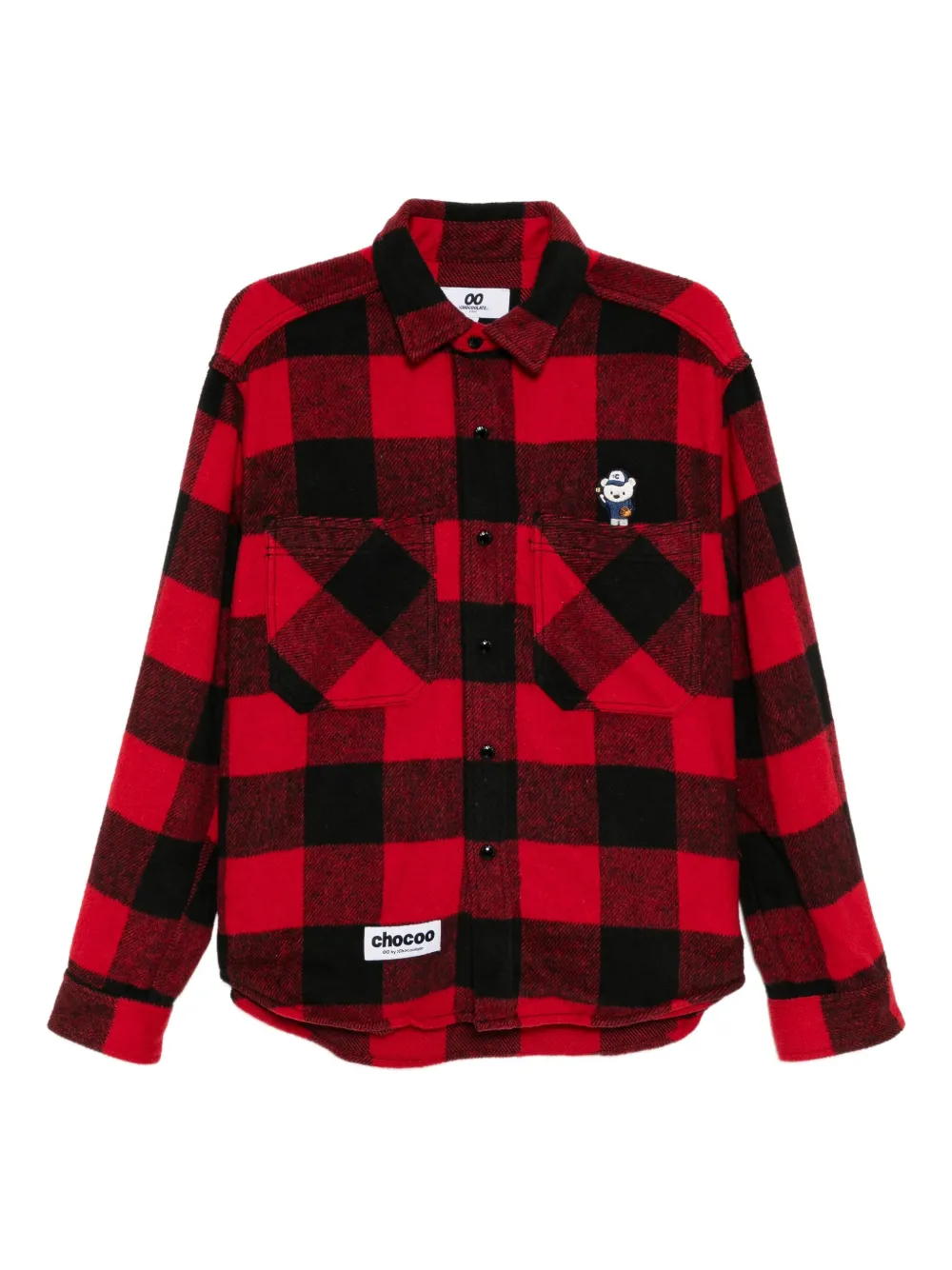 CHOCOOLATE checked bear-embroidered jacket | Red | Image 1