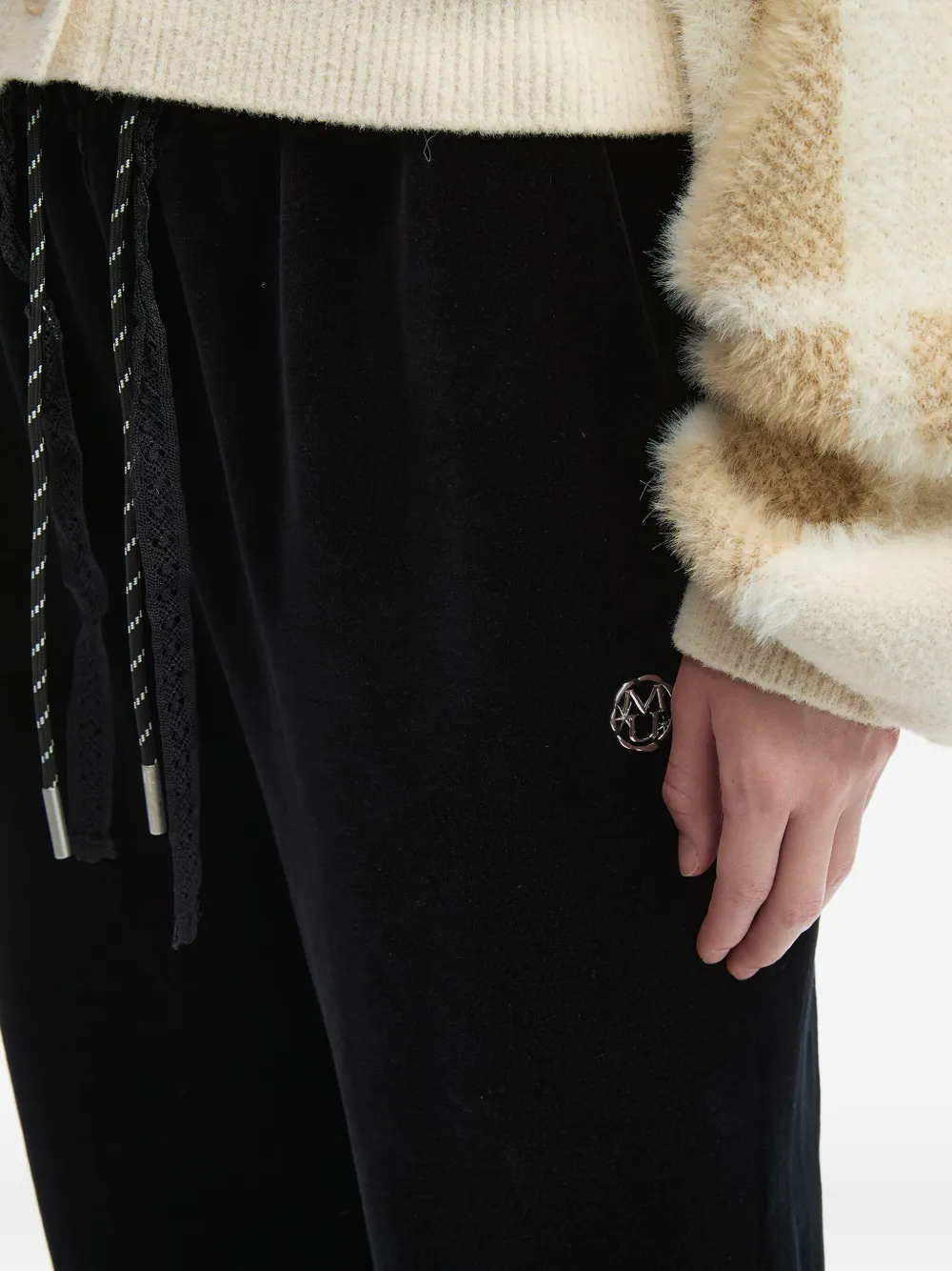 Musium Div. Fluwelen broek met logodetail Zwart