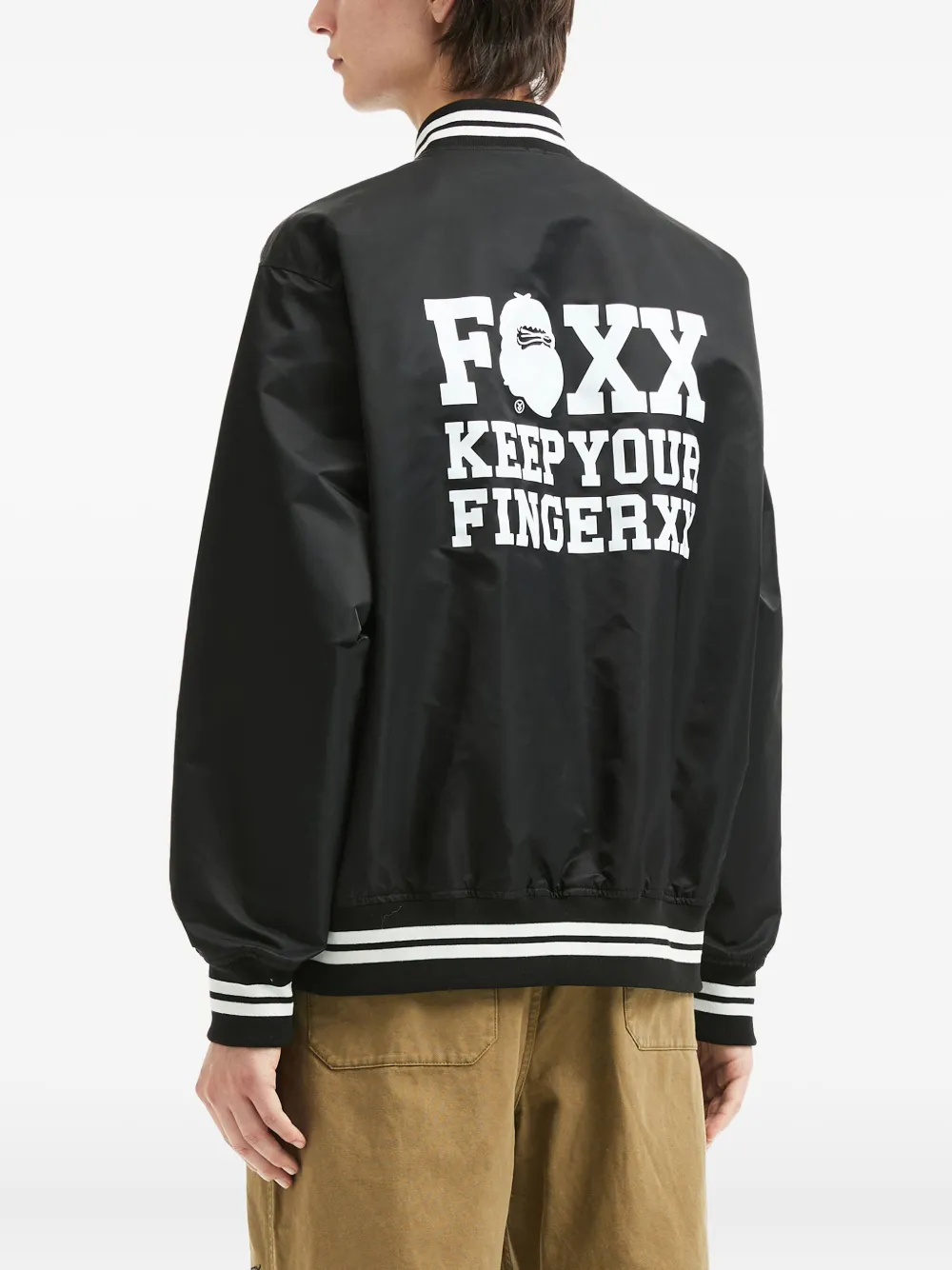 FINGERCROXX Honkbaljack met borduurwerk Zwart