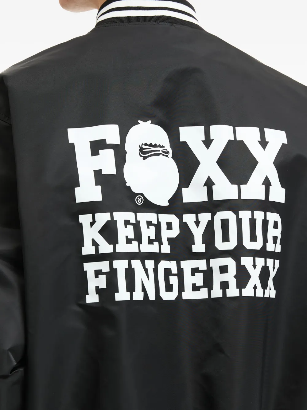 FINGERCROXX Honkbaljack met borduurwerk Zwart