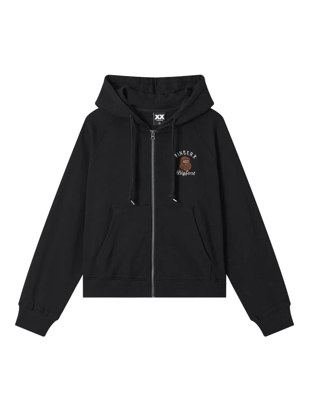 Fingercroxx Bigfoot Embroidered Zip-up Hoodie In Black