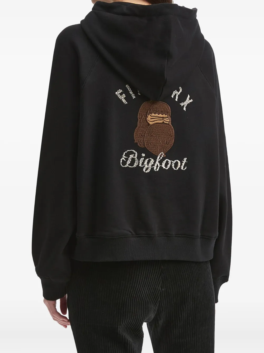 Fingercroxx Bigfoot Embroidered Zip-up Hoodie In Black