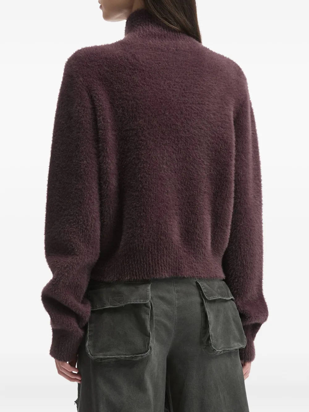 Mini Cream High-neck Zip-front Jacket In Brown