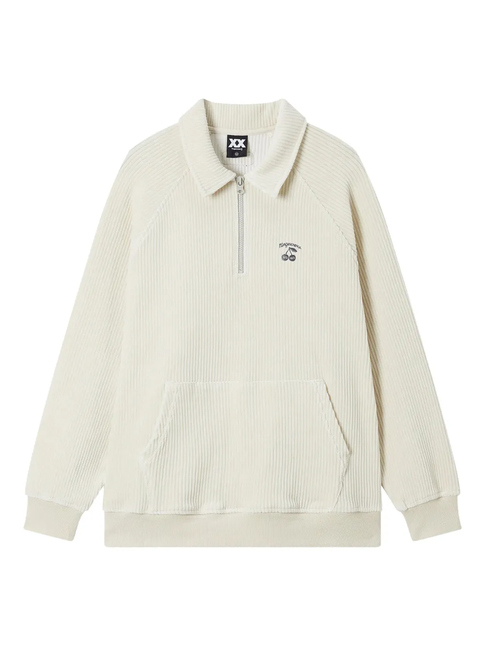 Fingercroxx Ribbed-knit Half-zip Top In White