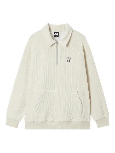 FINGERCROXX ribbed-knit half-zip top