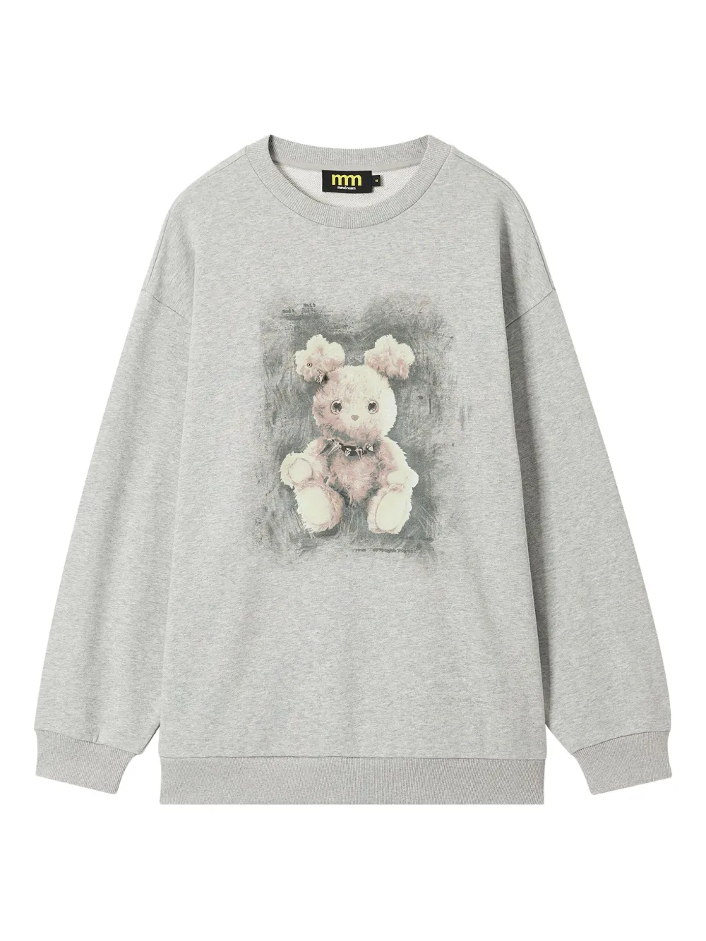 Mini Cream Teddy-print Sweatshirt In Gray