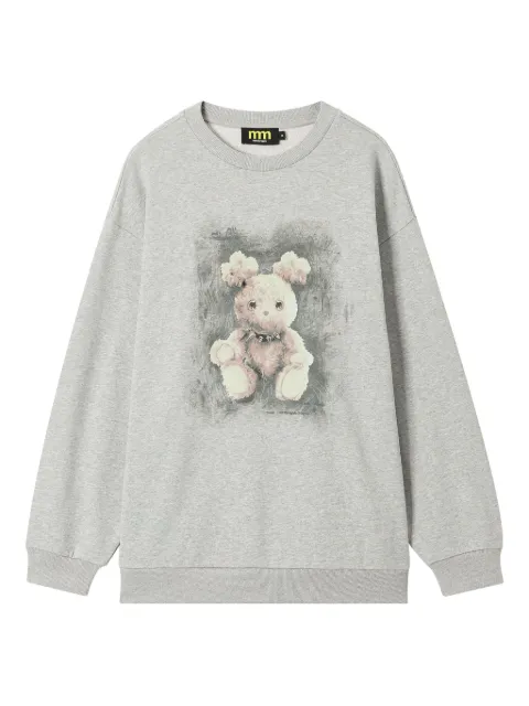 Mini Cream teddy-print sweatshirt