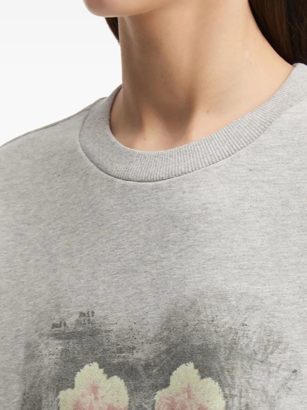 Mini Cream Teddy-print Sweatshirt In Gray