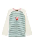 Mini Cream strawberry-print striped top - Neutrals