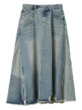 Musium Div. patchwork-effect frayed denim skirt - Blue